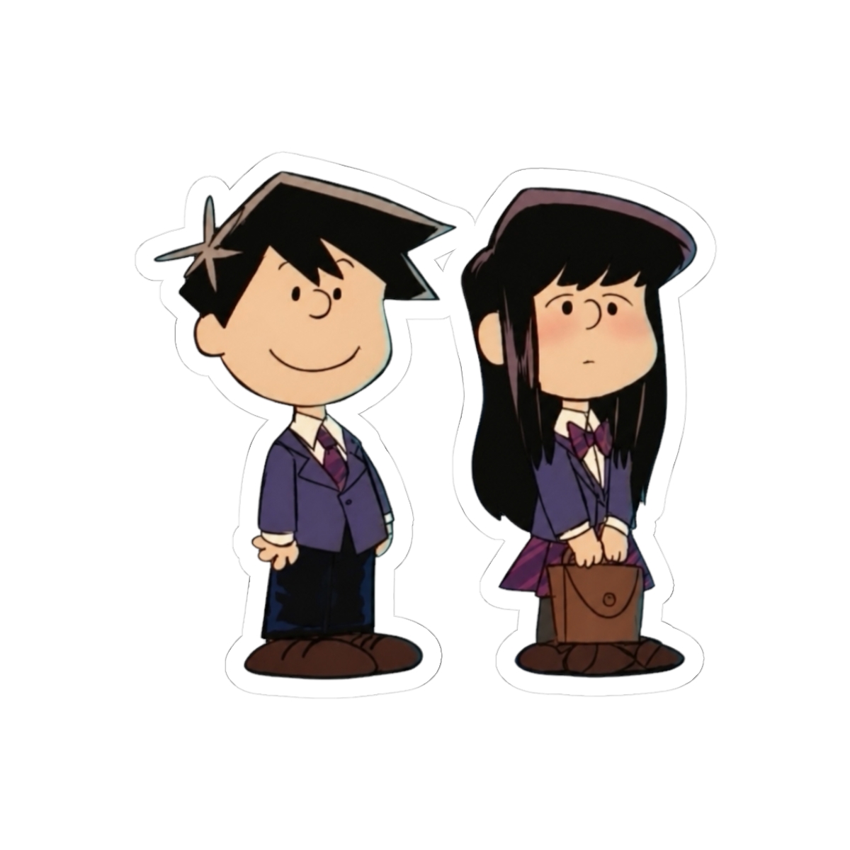 Komi and Tadano Peanuts Style Mashup Sticker | Komi Can't Communicate
