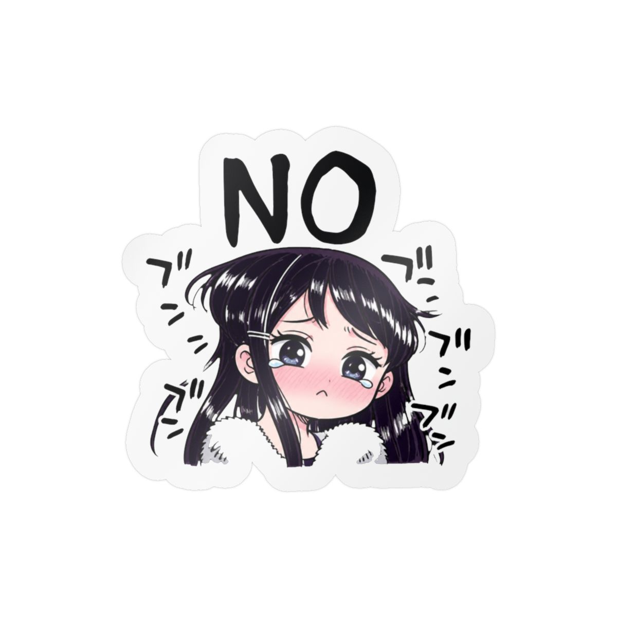 Komi-san Sad Face Sticker | Cute Anime Vinyl Decal | Komi Can't Communicate - alternate angle 4, merchandise