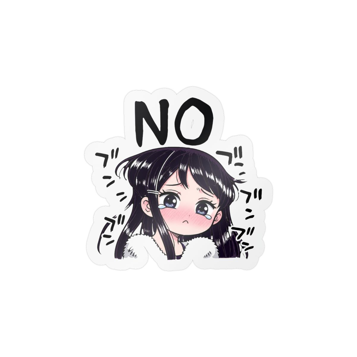 Komi-san Sad Face Sticker | Cute Anime Vinyl Decal | Komi Can't Communicate - alternate angle 5, merchandise