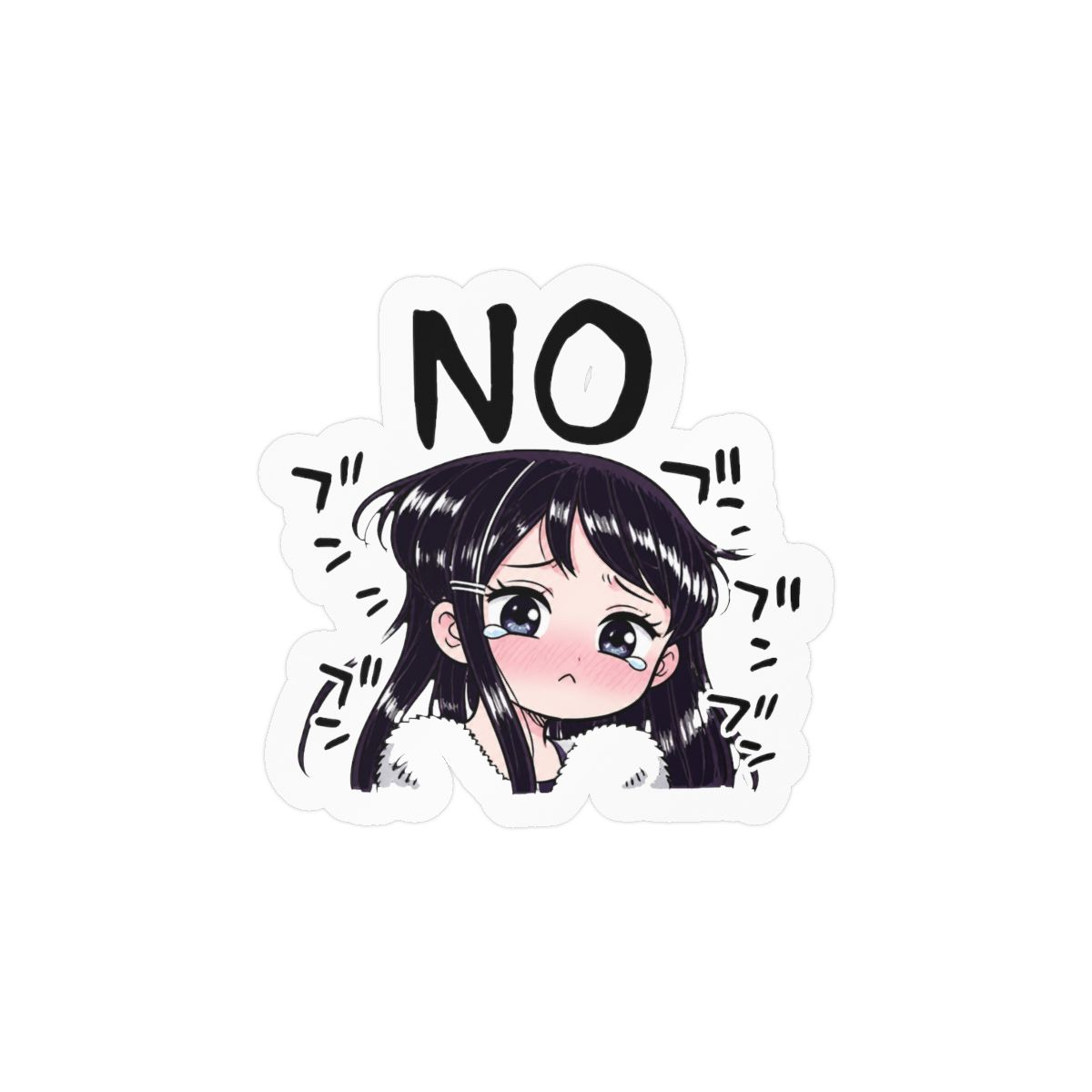 Komi-san Sad Face Sticker | Cute Anime Vinyl Decal | Komi Can't Communicate - alternate angle 1, merchandise