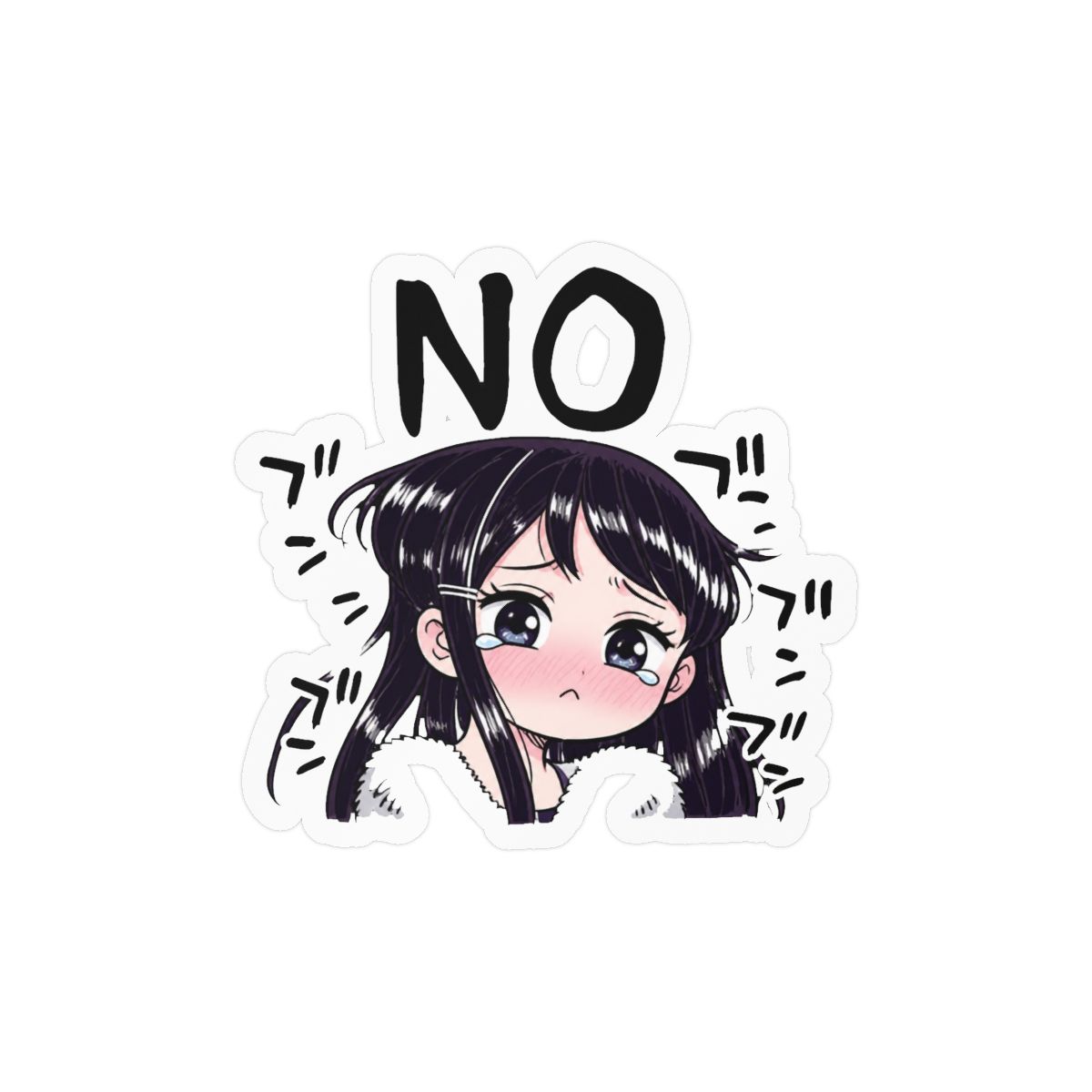 Komi-san Sad Face Sticker | Cute Anime Vinyl Decal | Komi Can't Communicate - alternate angle 2, merchandise