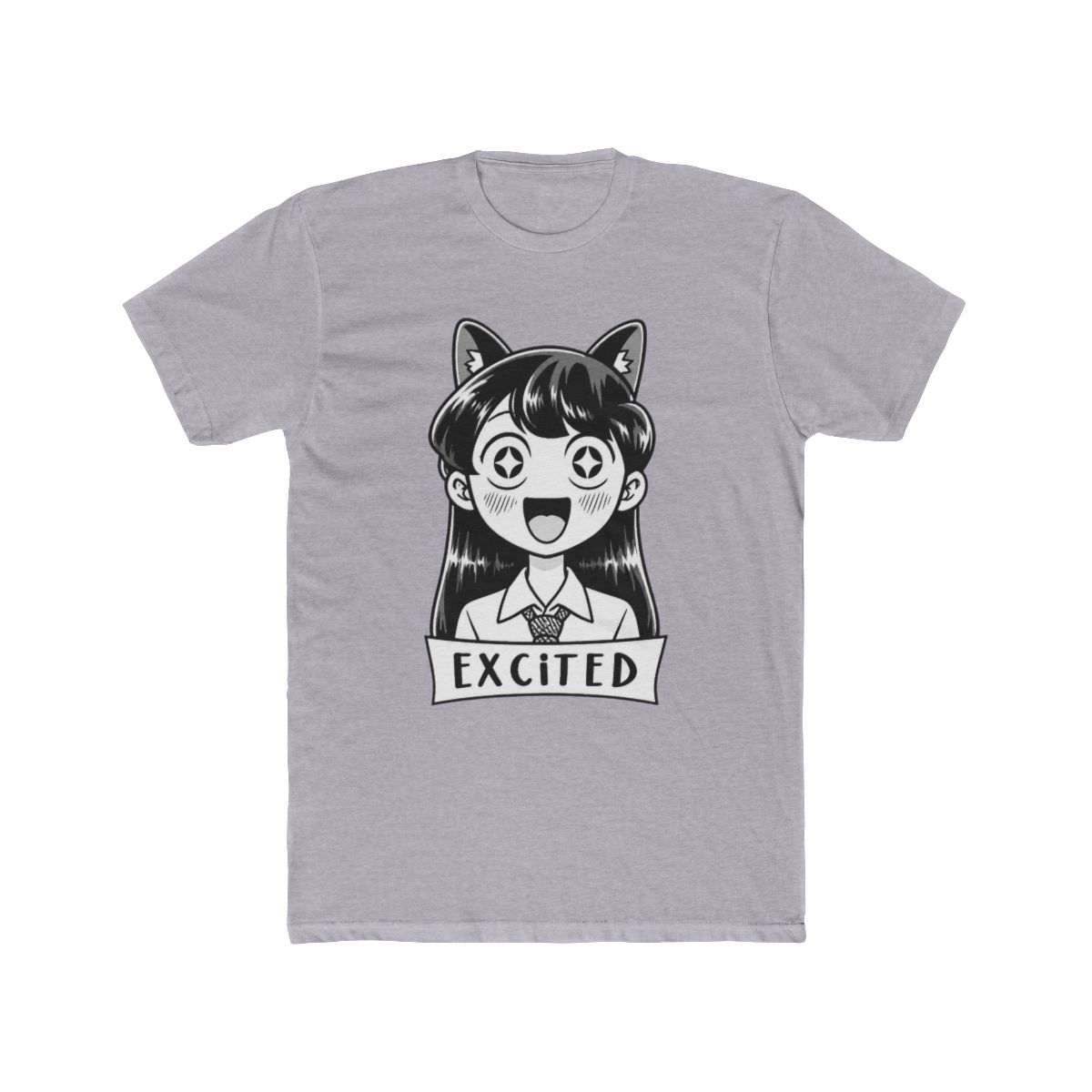 MOKOMOKO Komi Can't Communicate Anime T Shirt - Excited Komi San, Half Sleeve, Regular Fit, Black (Small)