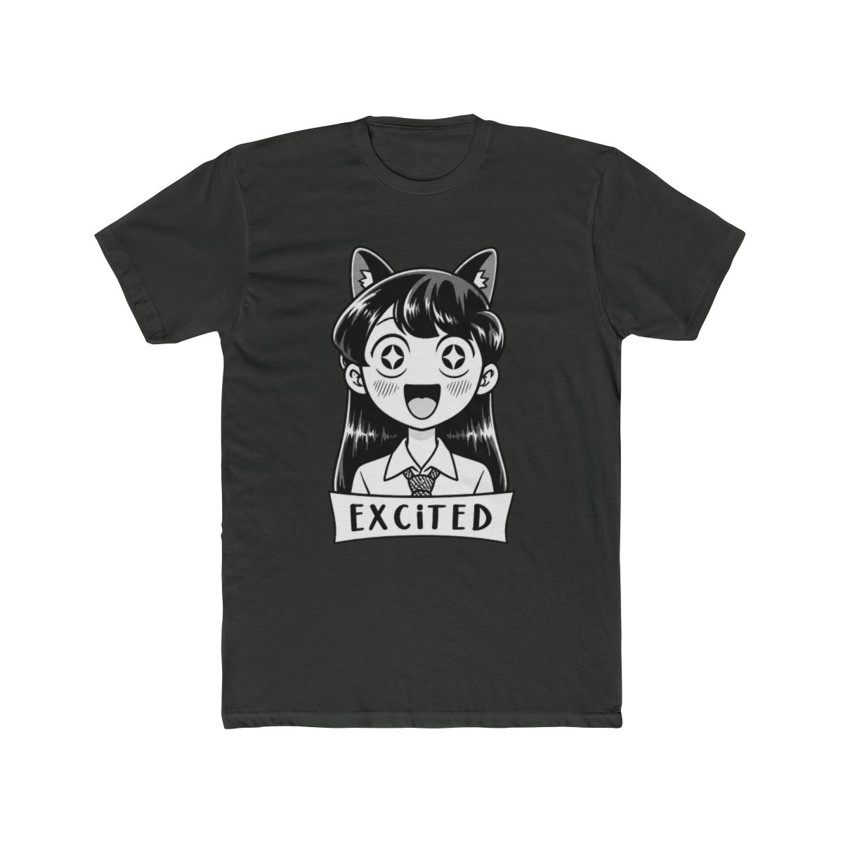 MOKOMOKO Komi Can't Communicate Anime T Shirt - Excited Komi San, Half Sleeve, Regular Fit, Black (Small) - alternate angle 5, merchandise