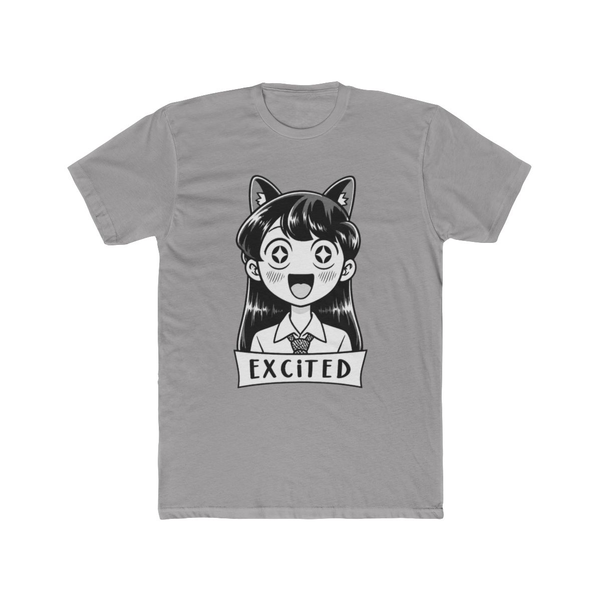 MOKOMOKO Komi Can't Communicate Anime T Shirt - Excited Komi San, Half Sleeve, Regular Fit, Black (Small) - Official T-Shirts merchandise