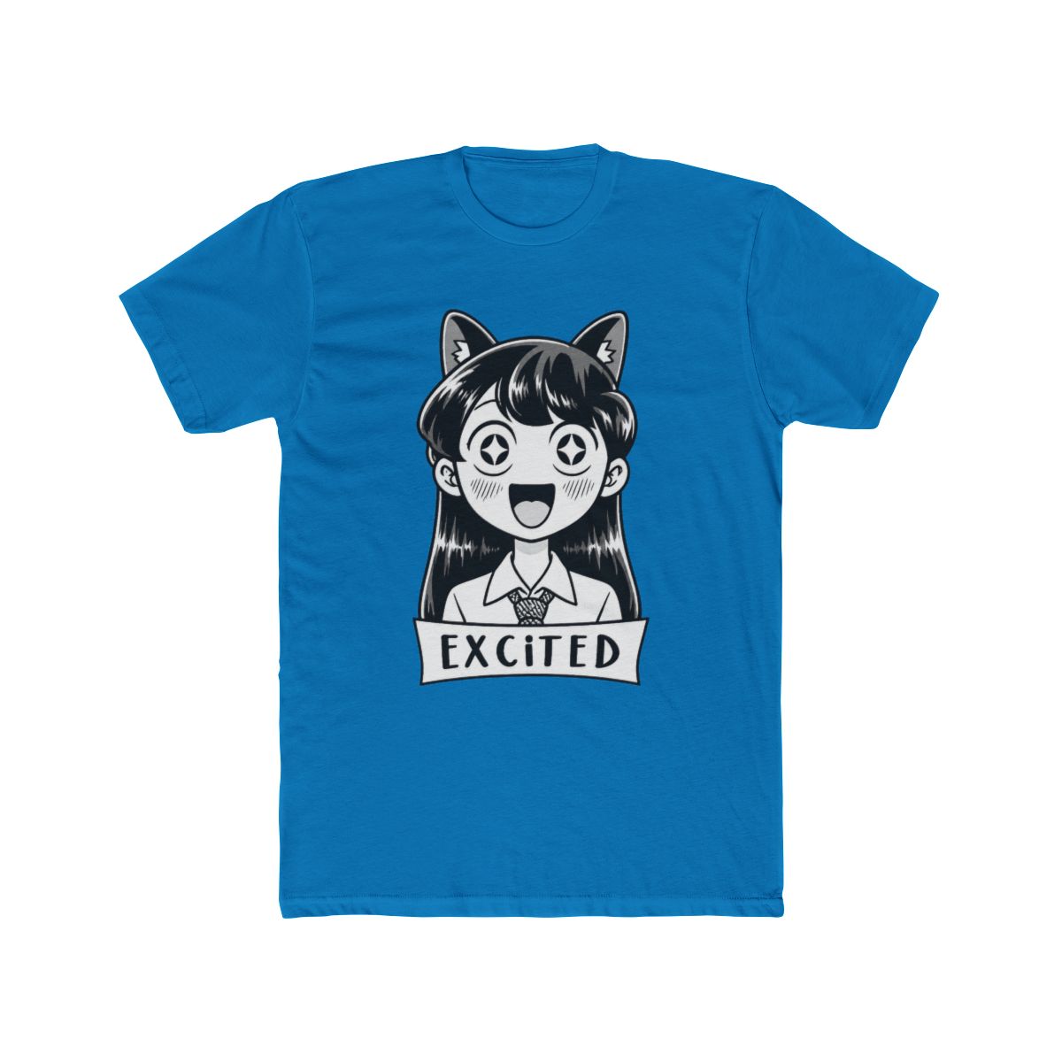 MOKOMOKO Komi Can't Communicate Anime T Shirt - Excited Komi San, Half Sleeve, Regular Fit, Black (Small)